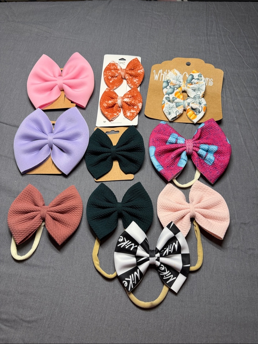 Kids Bow Hair Clips and Elastic Set - Mixed Colors